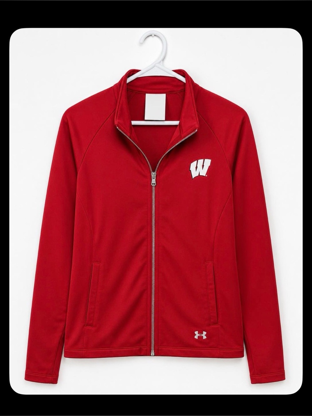 Under Armour Women's Red Full-Zip AthleticZip-Up Jacket with W Logo, size medium